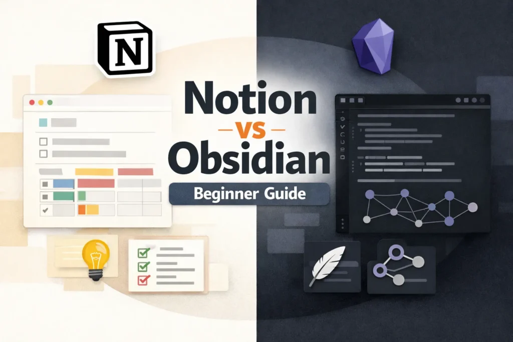 Notion vs Obsidian comparison for beginners in 2026