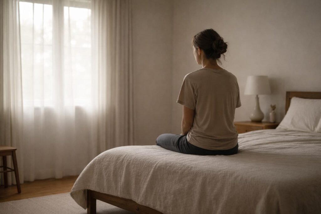 A quiet moment of stillness, where quiet time feels uncomfortable before the mind settles.