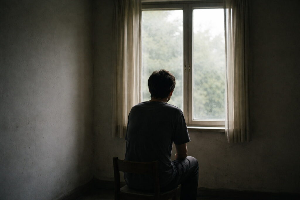 A person sitting quietly near a window as old memories come back during a slow, reflective moment in life