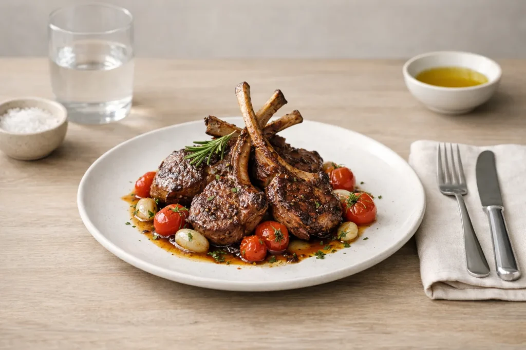 Is lamb red meat or white meat served on a dining table