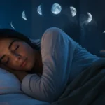 do dreams come true dream interpretation with sleeping person, moon phases and clock symbolizing time and tithi