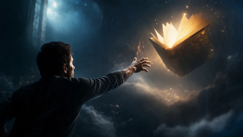 A person dreaming about books 