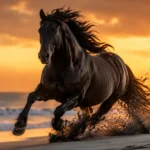 black horse running on beach at sunset horse dream meaning
