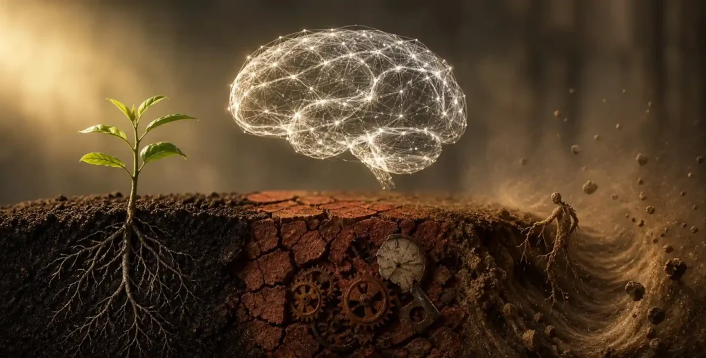 Dreaming of soil showing stability, mental pressure, and loss of control